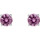 14K White 4 mm Natural Pink Sapphire Earrings